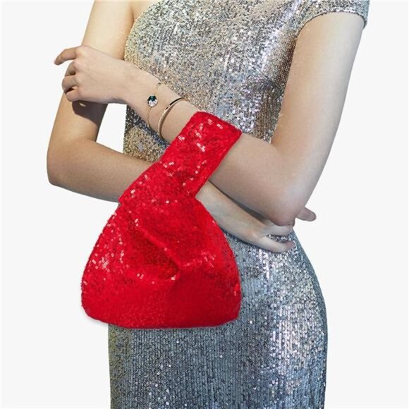 Sequin Evening Wristlet Bag Glitter Clutch Purse  Sparkly Party Pouch for Women - Picture 3 of 8